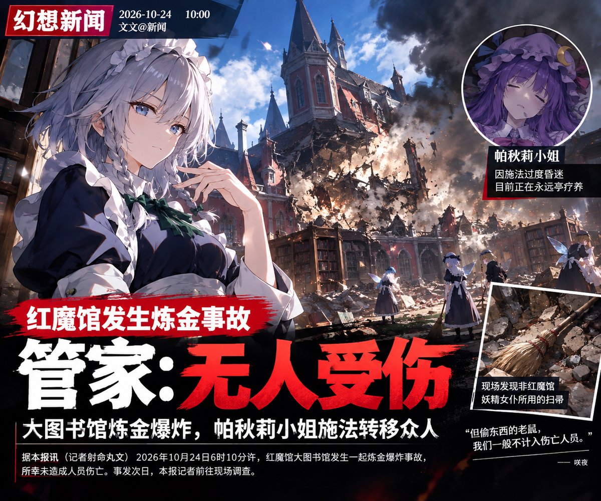 红魔馆发生炼金事故，管家：无人受伤